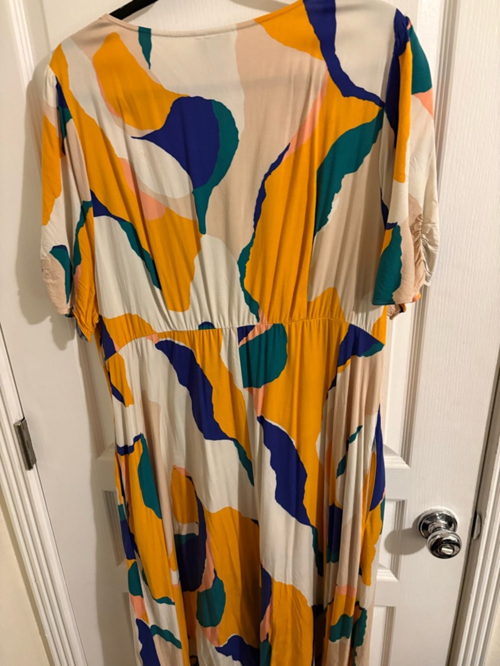 Ava & Viv Abstract Colorblock Maxi Dress in Mustard, Teal & Navy - Picture 2 of 3